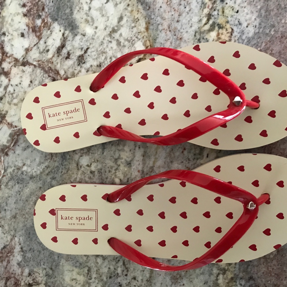 Red Late Spade flip flops size 10